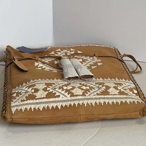 Rebecca Minkoff Moto Drawstring Leather Crossbody Bag Brown Suede Leather - Picture 9 of 10